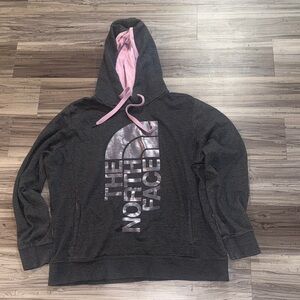 The North Face Charcoal Hoodie with Light Purple Lining
